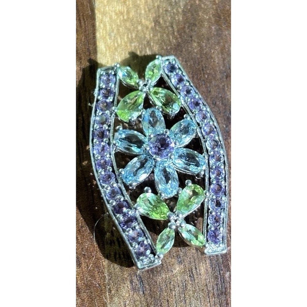 925 Sterling Silver Amethyst, Blue Spinel & Peridot Pendant Ross Simons